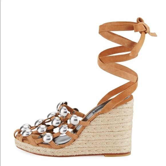 MOVING SALE EVERYTHING MUS GO - Alexander Wang Taylor Suede Wrap Wedge Sandal - Picture 2 of 12